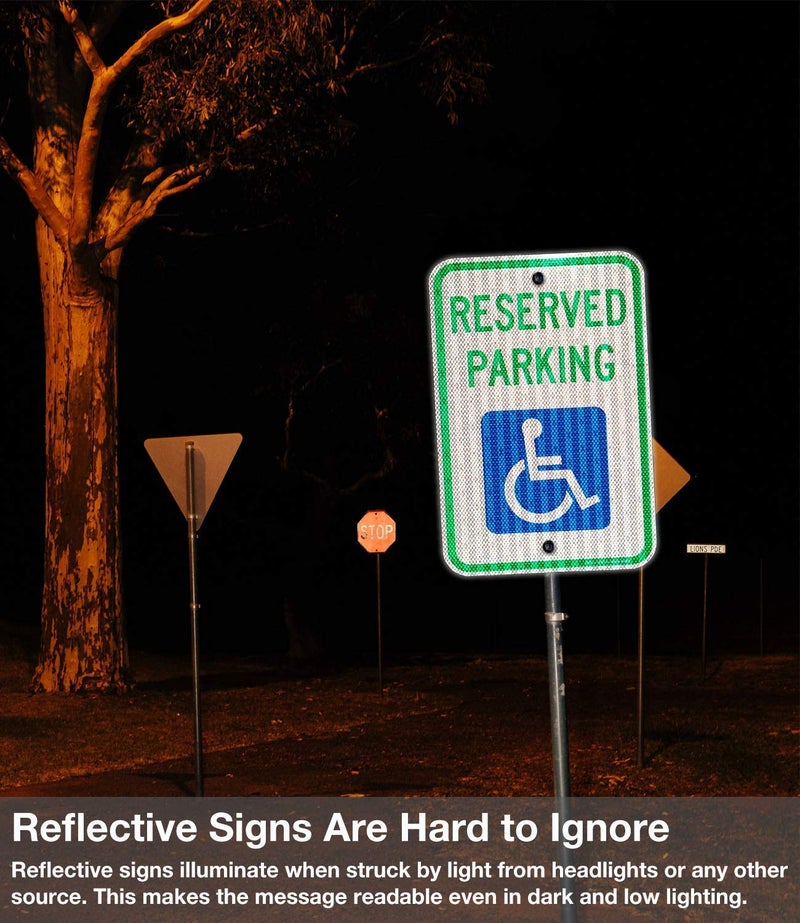 Faittoo (2 Pack) Reserved Handicap Parking Sign with Wheelchair Picture, 18 x 12 Engineer Grade Reflective Sheeting, Rust Free Aluminum, Weather Resistant, Waterproof, Durable Ink - Image 5
